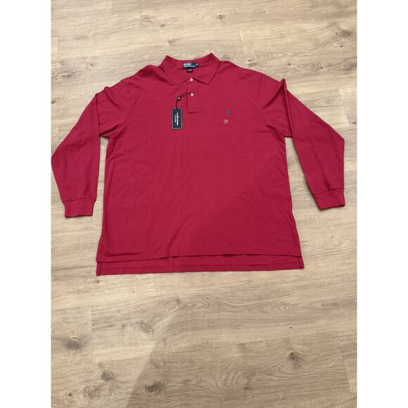 New With Tags Ralph Lauren Polo Shirt Embroidered Pony Long Sleeve Mens 3XLT Red - Picture 1 of 7